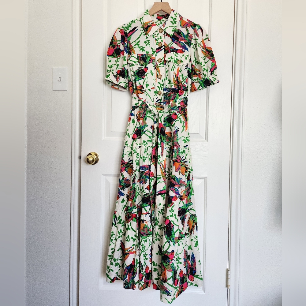 Derek Lam 10 Crosby Buffy Bird Print Utility  Dress
